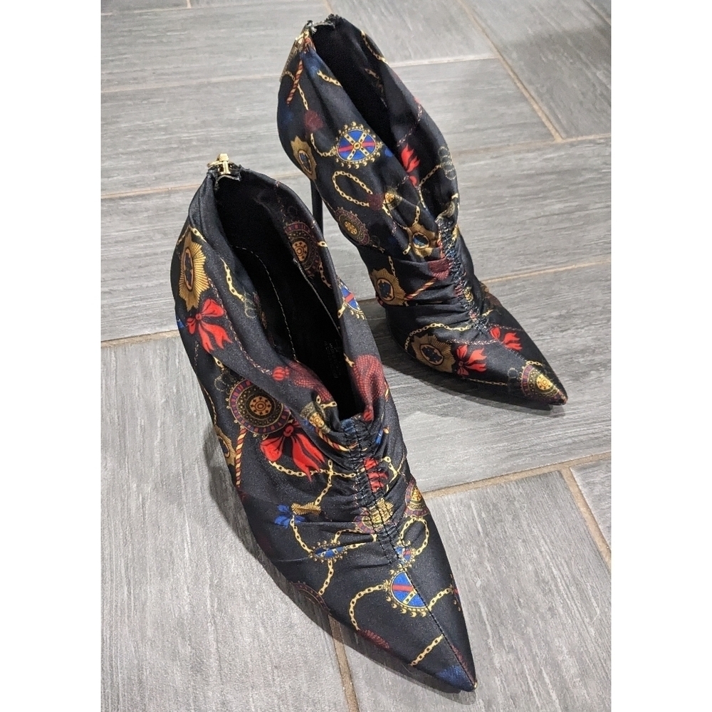 Zara | chain print ankle booties